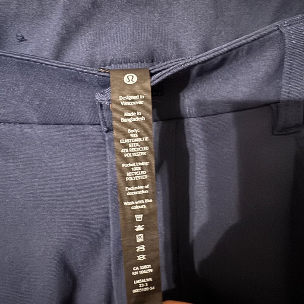 Like New Mens Lululemon Navy Khakis Straight 34 - Picture 2 of 4